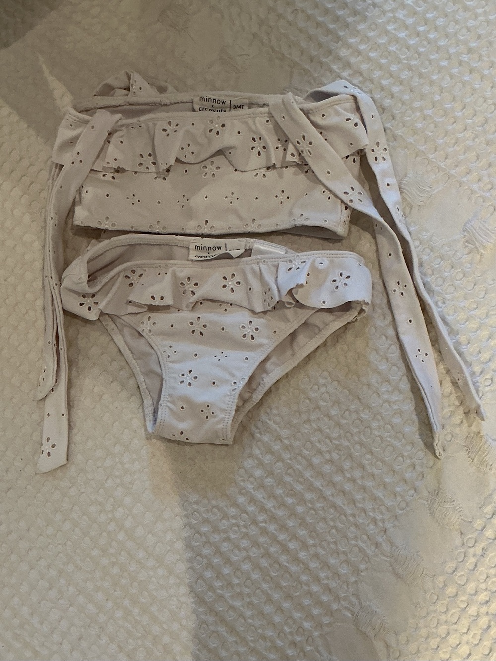 Crewcuts White Eyelet Ruffle Bikini Set for Girls